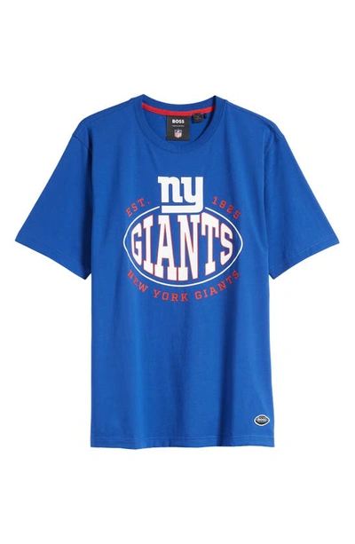 Hugo Boss Boss X Nfl Stretch Cotton Graphic T-shirt In New York Giants Dark Blue