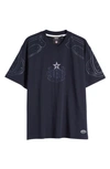 Hugo Boss Boss X Nfl Oversize-fit T-shirt With Collaborative Branding In Dallas Cowboys Dark Blue