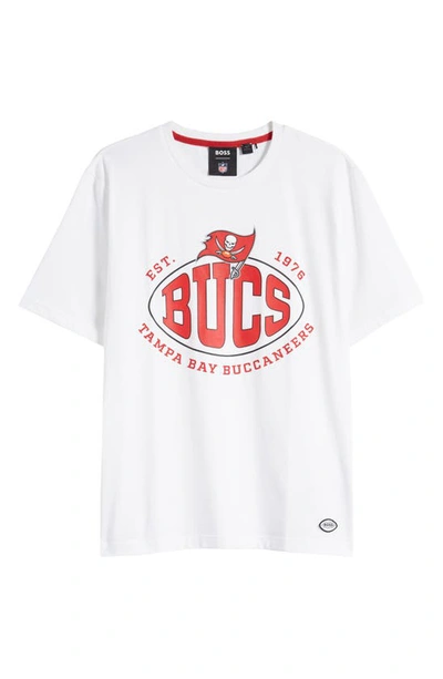 Hugo Boss Boss X Nfl Stretch-cotton T-shirt With Collaborative Branding In Bucs