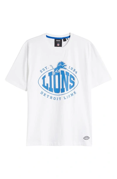 Hugo Boss Boss X Nfl Stretch-cotton T-shirt With Collaborative Branding In Lions