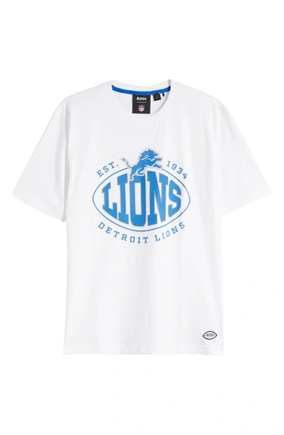 Hugo Boss X Nfl Lions Stretch Cotton Graphic T-shirt In Natural