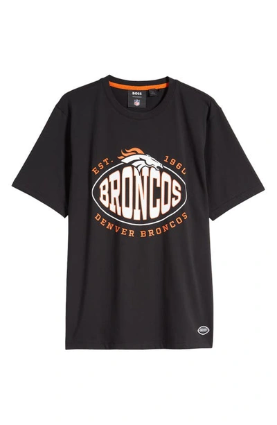 Hugo Boss X Nfl Trap Broncos Logo Graphic T-shirt In Charcoal