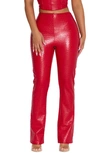 NAKED WARDROBE CROC EMBOSSED FAUX LEATHER BOOTCUT PANTS