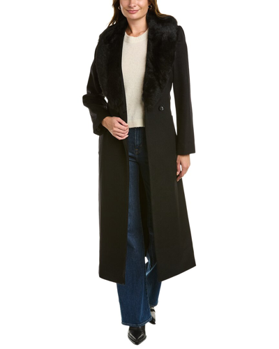 Sofiacashmere Wool-blend Coat In Black