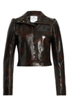 Courrèges Iconic Vinyl Two-tone Cropped Jacket In Brown