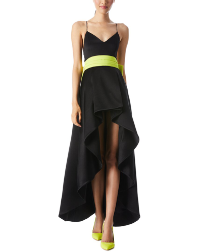 Alice And Olivia Joss Bow Back High-low Gown In Black