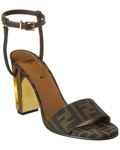 Fendi Delfina Ff & Leather Sandal In Brown