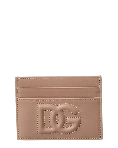 Dolce & Gabbana Dg Logo Leather Card Holder In Pink