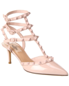 Valentino Rockstud Caged 65 Patent Ankle Strap Pump In Pink