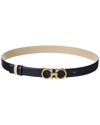 Ferragamo Black Reversible Gancini Belt In Blue