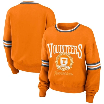 Wear By Erin Andrews Women's  Orange Distressed Tennessee Volunteers Vintage-like Pullover Sweatshirt