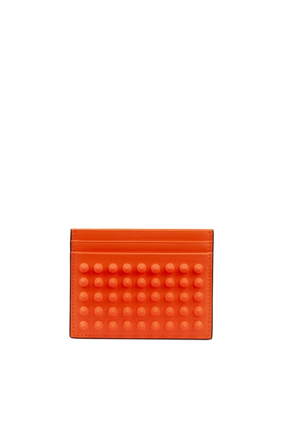 Christian Louboutin Orange Kios Card Holder In O295 Fluo Orange/flu