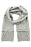 Kate Spade Women's Bow Ribbed-trim Knit Scarf In Heather Gray