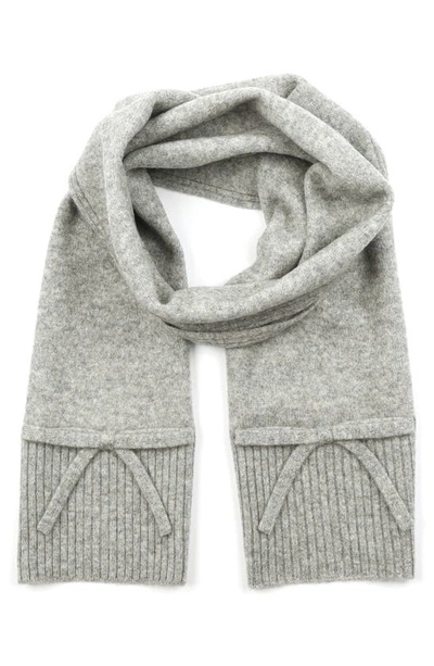 Kate Spade Women's Bow Ribbed-trim Knit Scarf In Heather Grey