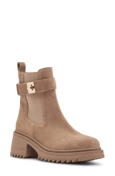 Steve Madden Gates Platform Chelsea Boot In Taupe Sued