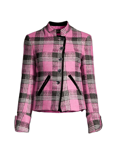 Emporio Armani Women's Check Wool-blend Jacket In Pink