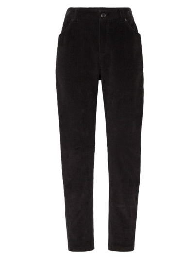 Brunello Cucinelli Casual Cotton Corduroy Equestrian Pants In Charcoal