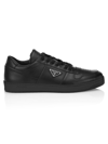 Prada Side Triangular Logo Low-cut Laced Casual Sneakers In Nero