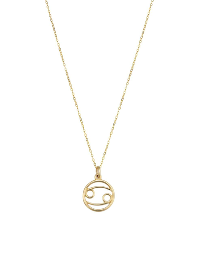 Oradina Women's 14k Yellow Solid Gold Zodiac Pendant Necklace In Cancer