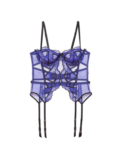 Fleur Du Mal Hendrix Garter Basque In Electric Blue