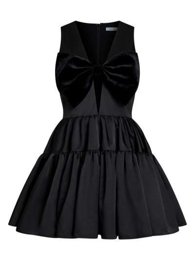 Sau Lee Emilie Velvet Bow Sleeveless Fit & Flare Mini Dress In Black