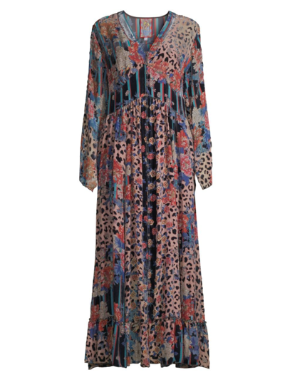 Johnny Was Women's Ontar Beesley Print Silk Blend Maxi Dress In Brown Multi