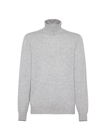 Brunello Cucinelli Men's Cashmere Turtleneck Jumper In Grey