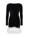 THE BAR WOMEN'S ADLER FEATHER-TRIMMED FITTED MINIDRESS