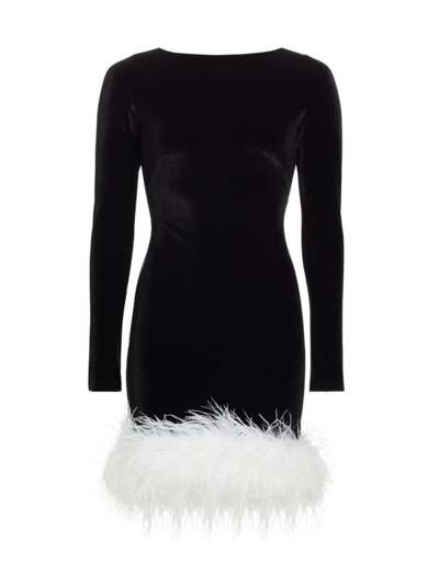 The Bar Women's Adler Feather-trimmed Fitted Minidress In Noir