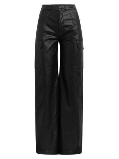 Hudson Faux Leather Wide Leg Cargo Pants In Black