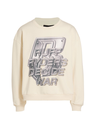 Who Decides War Men's Ruff Ryders Logo Crewneck Sweatshirt In Ivory