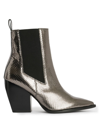 ALLSAINTS WOMEN'S RIA 90MM SNAKE-EMBOSSED LEATHER BOOTIES