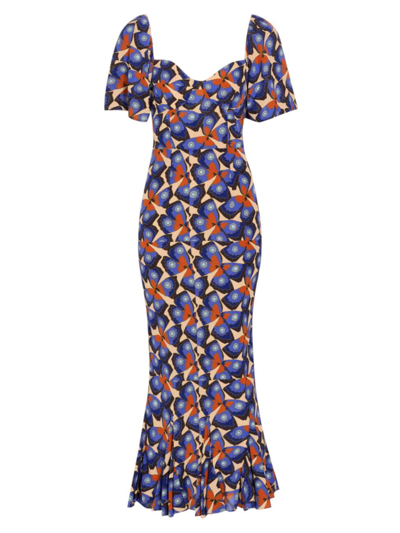 RHODE WOMEN'S RAMONA BUTTERFLY-PRINT MIDI-DRESS