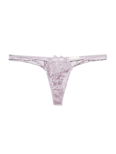 Fleur Du Mal Whitney Embroidered Thong In Thistle
