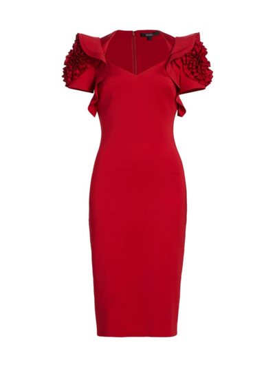 Badgley Mischka Women's Ruffle & Rosette-embellished Dress In Red