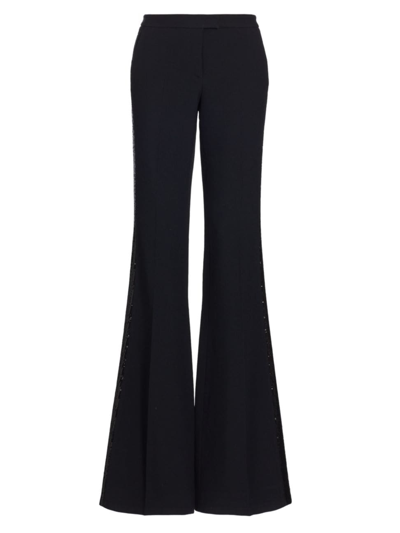 Michael Kors Collection Haylee Stretch Virgin Wool Blend Flare Leg Pants In Black