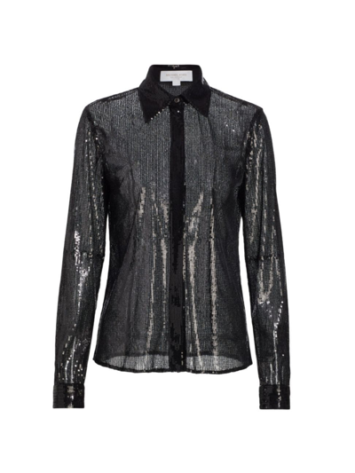 Michael Kors Women's Hansen Sequined Button-down Shirt In Black