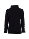 Elie Tahari The Alia Contrast-trim Cashmere Turtleneck Sweater In Noir