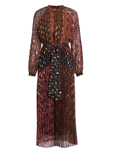 Elie Tahari Women's Larisa Pleated Belted Midi-dress In Viper Taj