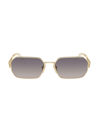 Prada Men's 58mm Rectangular Sunglasses In Gold Blue Gradient