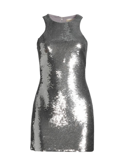 Michael Michael Kors Women's Sleeveless Sequined Minidress In Silver