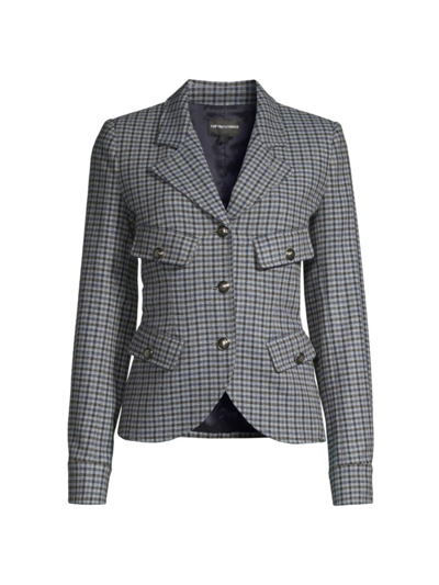 Emporio Armani Check-print Wool-blend Single-breasted Blazer In Grey