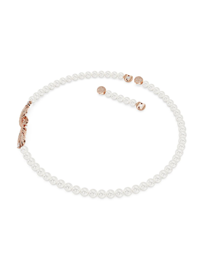 Swarovski Women's Nice Rose Goldtone & Crystal Pearl Feather Necklace