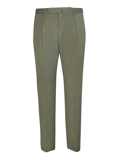 Dell'oglio Military Green Linen/cotton Blend Trousers In Grey