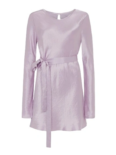 Serena Bute Satin Long Sleeve Mini Dress - Soft Lilac In White