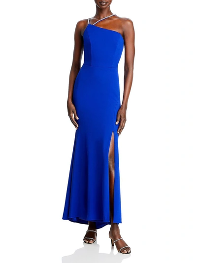 Aqua Womens Scuba Asymmetric Evening Dress In Blue