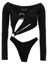 Louisa Ballou Long Sleeve Cut-out Bodysuit In Black
