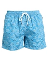 Fedeli Geometric-pattern Ocean Blue Swim Shorts