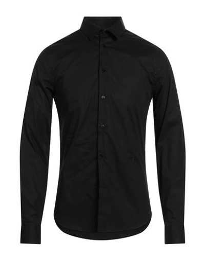 Trussardi Man Shirt Black Size 15 ¾ Cotton, Elastane