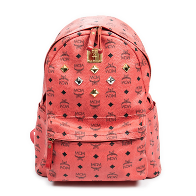 Mcm Large Front Studded Stark Backpack In Pink